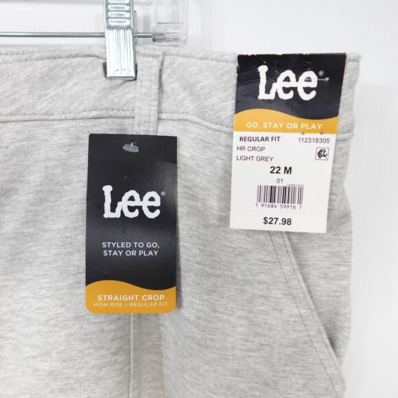 Lee High Rise Straight Leg Cropped Knit Pants Jeggings New Light Grey Women 22M - Picture 6 of 8